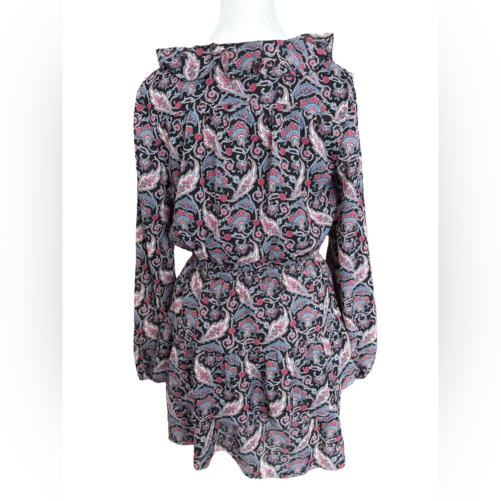 Little Moon Paisley Ruffle Mini Dress Size S Boho Long Sleeve Aritzia - Picture 4 of 6